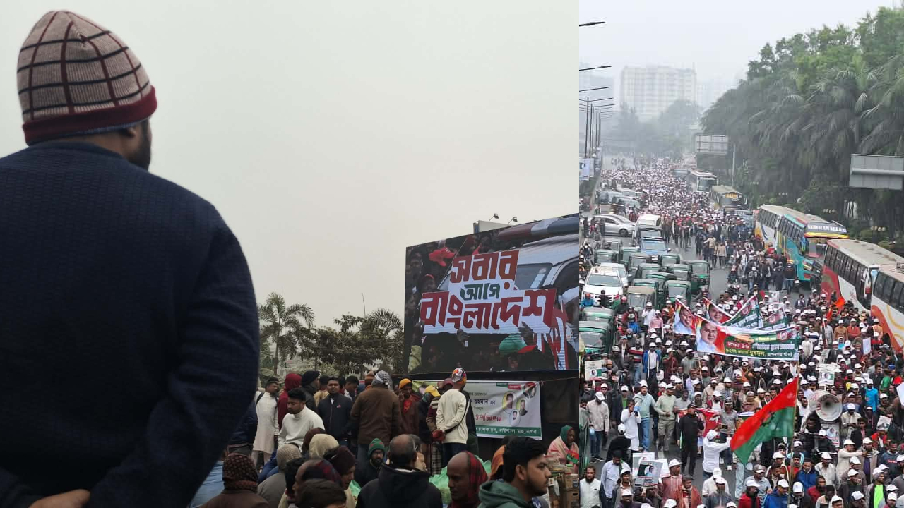 তারেক রহমানের স্বদেশ প্রত্যাবর্তন: জনস্রোতে পরিপূর্ণ ৩০০ ফিট সড়ক