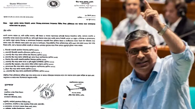 শিক্ষা সচিবকে ডিও লেটার : নিজের নামে শিক্ষাপ্রতিষ্ঠানের নামকরণে প্রতিমন্ত্রীর আপত্তি