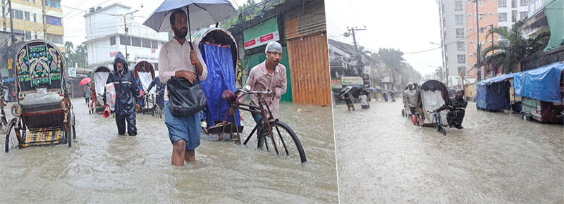 চট্টগ্রামে ভারী বৃষ্টিতে নগরজুড়ে জলাবদ্ধতা