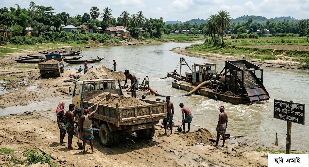 প্রকাশ্যে বালু উত্তোলন, নীরব  কেন প্রশাসন? 