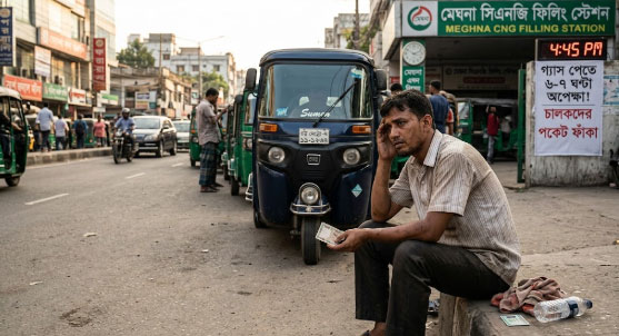 গ্যাসের লাইনেই কাটে ৬-৭ ঘণ্টা : দিনভর রাস্তায় থেকেও চালকের পকেট ফাঁকা!